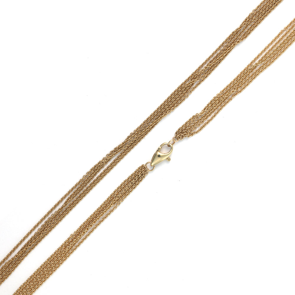 Multi-strand polished yellow gold chain.