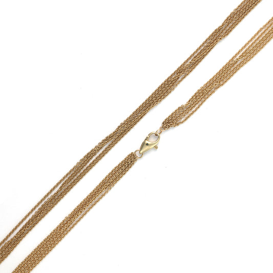 Multi-strand polished yellow gold chain.