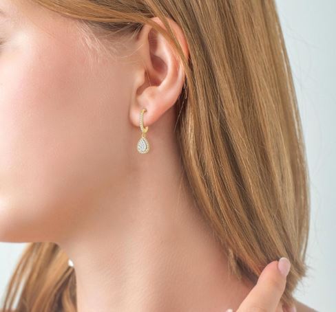 ReMARKable Designs Dangle Natural Diamond Earrings in 14 Karat Yellow Gold with 0.40ctw Round Diamonds