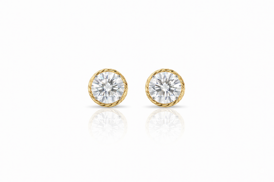 Lab-Grown Diamond Studs in Stainless Steel - 14 Karat White - Yellow