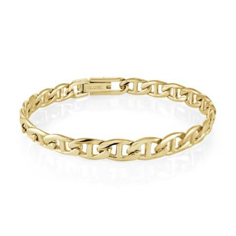 Yellow stainless steel men's marine bracelet.