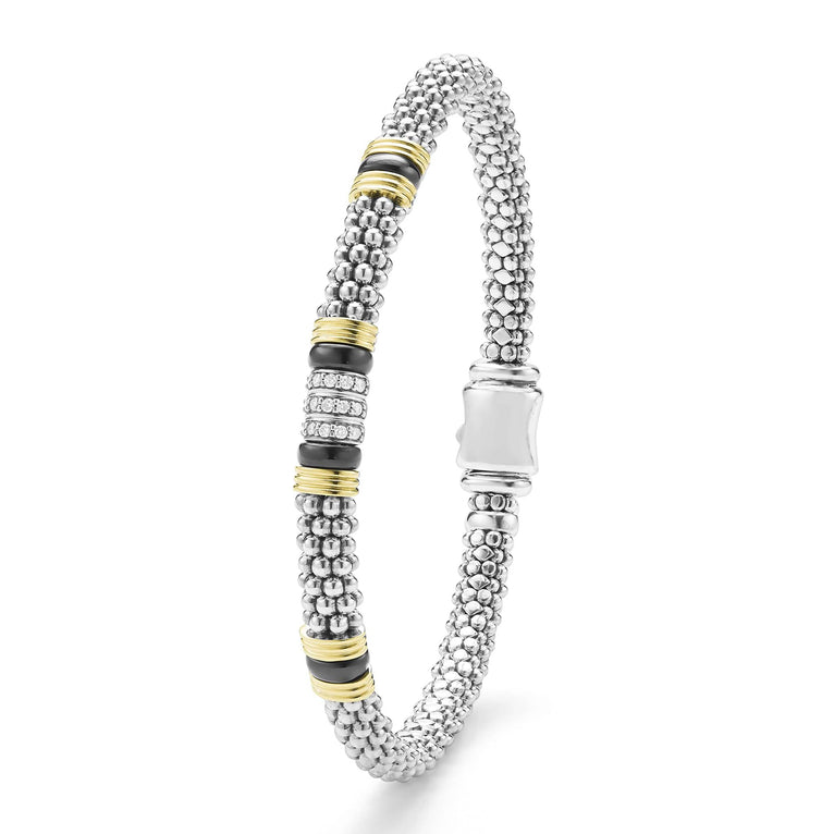 Sterling silver bracelet with diamond accents.