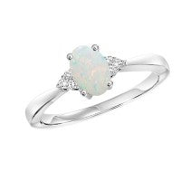 Semi-Precious Color Collection Color Gemstone Ring in 10 Karat White with 1 Oval Opal 0.48ctw