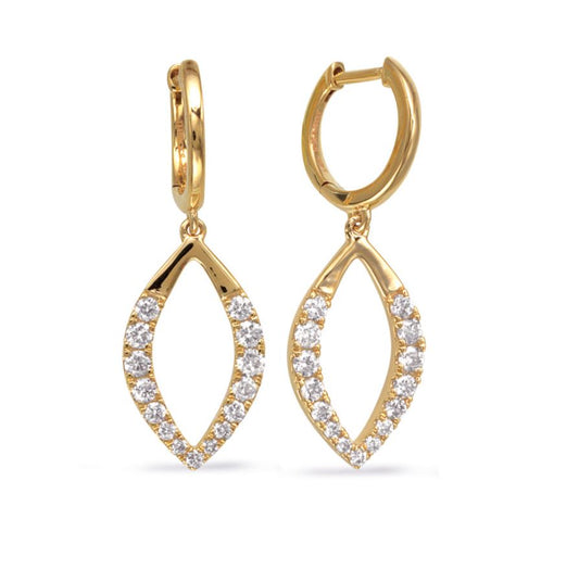 Drop Natural Diamond Earrings in 14 Karat Yellow with 0.58ctw Round Diamonds