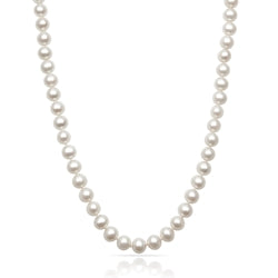 Pearl Strand Color Gemstone Necklace in 14 Karat White with 50 Cultured Pearls 8mm-8.5mm