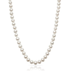 Pearl necklace with white gold clasp.