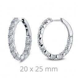 Medium Hoop Simulated Diamond Earrings in Platinum Bonded Sterling Silver 4.40ctw