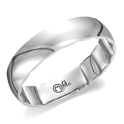 Crown Ring Men's Carved (No Stones) in 14 Karat White Gold 5MM