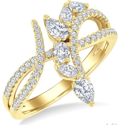 ReMARKable Designs Natural Diamond Ring in 14 Karat Yellow Gold with 0.85ctw Various Shapes Diamonds