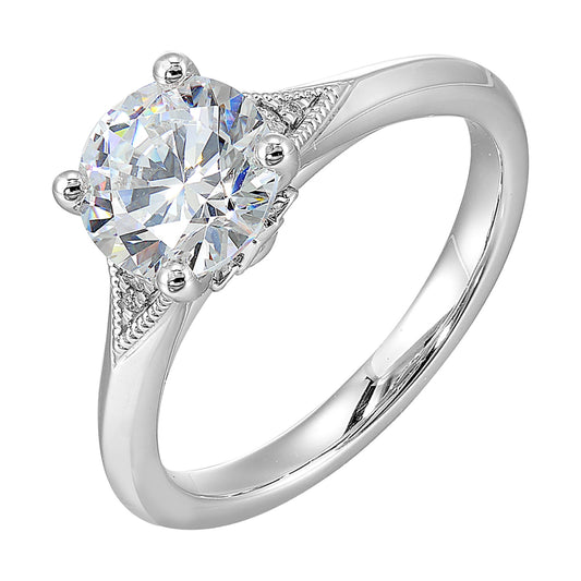14K white gold ring with side diamonds.