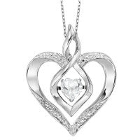 Sterling silver heart pendant with topaz.