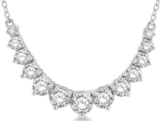 Natural Diamond Necklace in 14 Karat White with 1.00ctw Round Diamonds