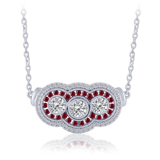 Diamond and ruby necklace in white gold.