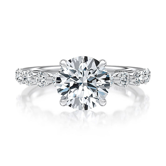 14K white gold ring with side diamonds.