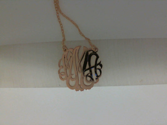 Monogram Necklace (No Stones) in Sterling Silver Rose