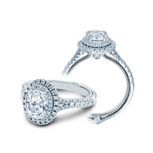 Couture Collection Halo Vintage Mined Diamond Engagement Ring in 18 Karat White with 0.45ctw F/G VS2 Round Diamonds