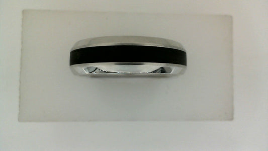 Carved Band (No Stones) in 14 Karat White - Black 6MM