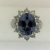 Color Gemstone Ring in 14 Karat White with 1 Oval Tanzanite 2.90ctw