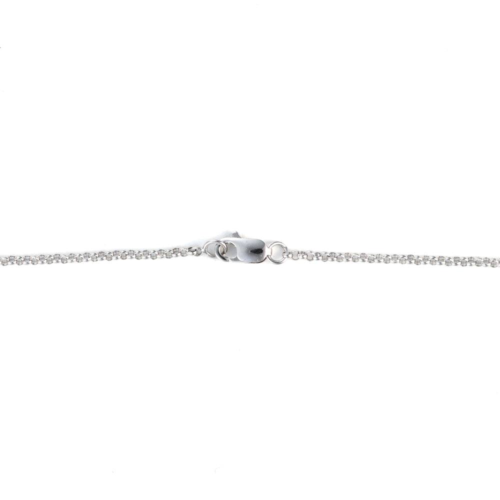 14K white gold rolo chain necklace.