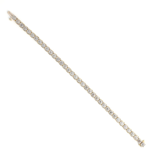14K yellow gold bracelet with round diamonds.