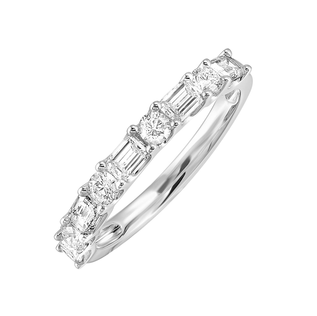 Memorable Moments Collection Earth Mined Diamond Stackable Ladies Wedding Band in 14 Karat White with 5.85ctw H/I SI2-I1 Various Shapes Diamond