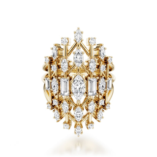 Noam Carver Natural Diamond Ring in 14 Karat Yellow Gold with 0.25ctw G/H SI2 Marquise Diamond