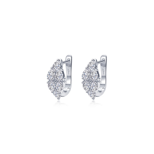 Small Hoop Simulated Diamond Earrings in Platinum Bonded Sterling Silver 3.00ctw