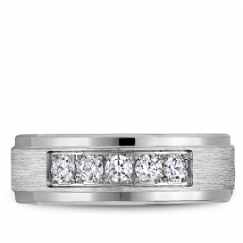 Men's Natural Diamond Wedding Band in 14 Karat White Gold with 0.49ctw G/H SI1-SI2 Round Diamonds