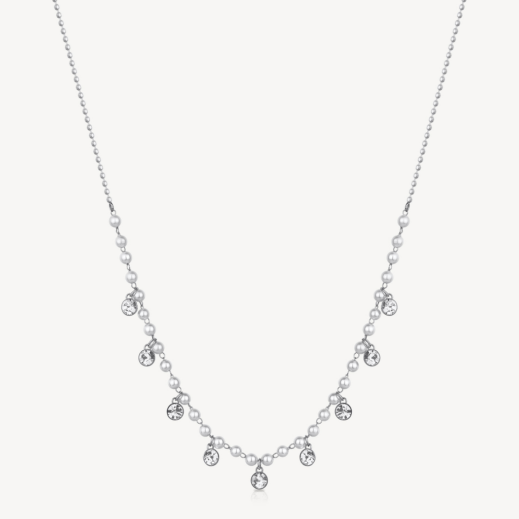 Station Simulated Diamond Necklace in Stainless Steel