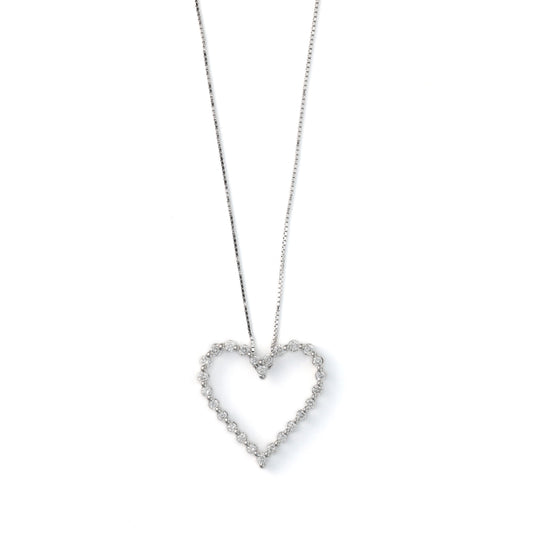 ReMarkable Estate Natural Diamond Necklace in 10 Karat White Gold with 0.25ctw Round Diamonds