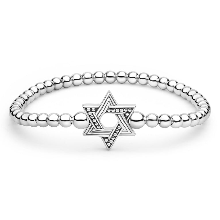 Sterling silver beaded bracelet with star design.