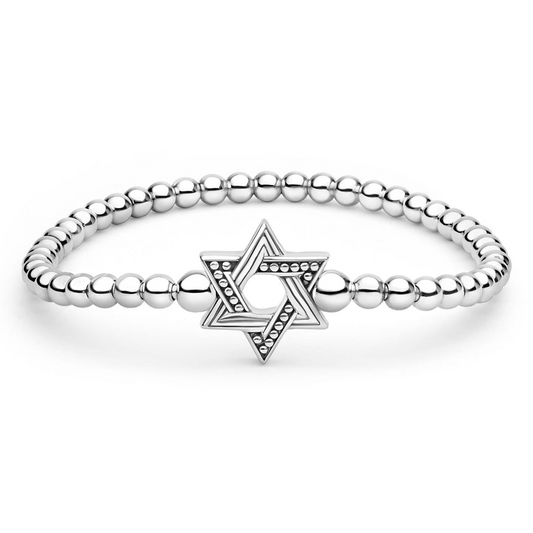 Sterling silver beaded bracelet with star design.