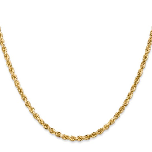 14K yellow gold rope chain necklace.