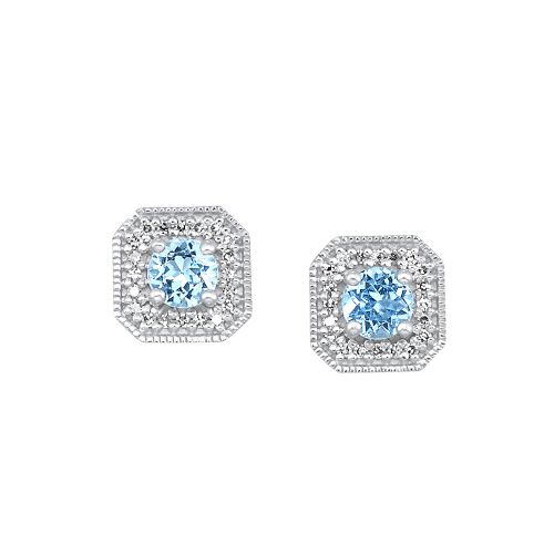 Stud Color Gemstone Earrings in 10 Karat White with 2 Round Topazes 0.61ctw