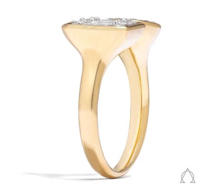 18K yellow gold ring with various diamonds.