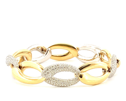 Natural Diamond Bracelet in 14 Karat White - Yellow with 6.03ctw Round Diamonds