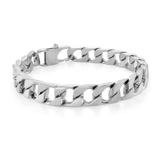 Curb Link Bracelet (No Stones) in Stainless Steel White