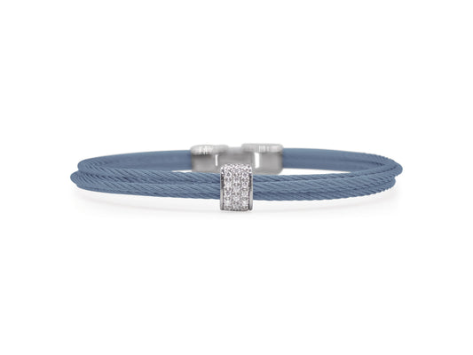 Natural Diamond Bracelet in 18 Karat White - Blue with 0.15ctw Round Diamond