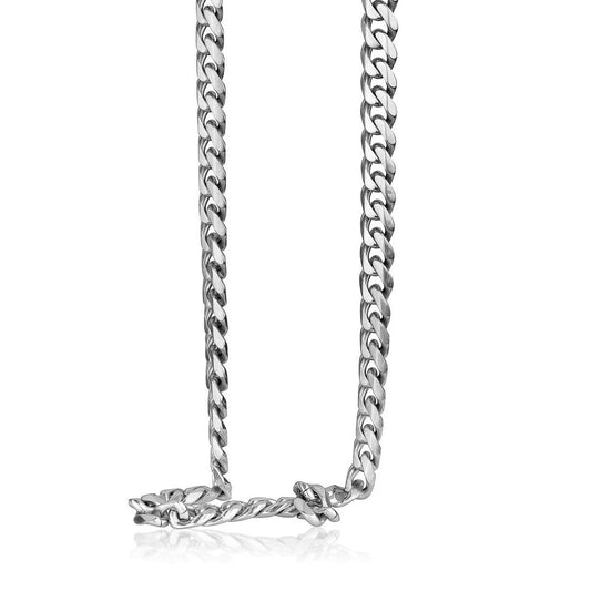 Stainless steel white curb chain necklace.