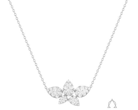 Diamond floral necklace, 18K white gold.