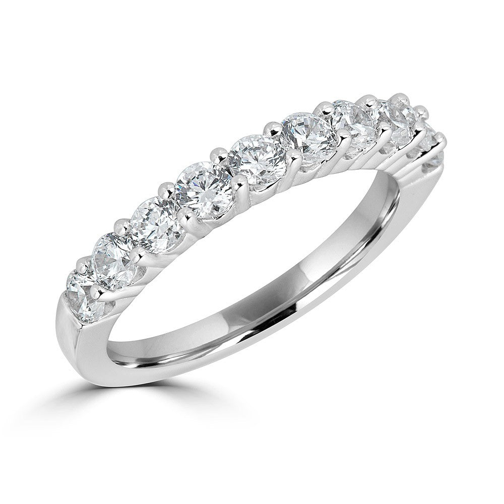 Earth Mined Diamond Stackable Ladies Wedding Band in 14 Karat White with 0.99ctw G/H SI2 Round Diamonds