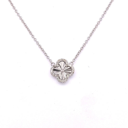 Natural Diamond Necklace in 14 Karat White with 0.09ctw Round Diamond