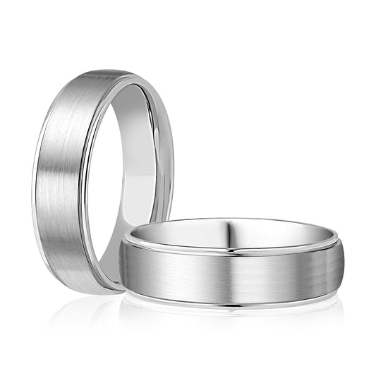 Carved Band (No Stones) in 14 Karat White 8MM
