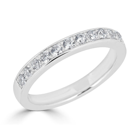 Natural Diamond Stackable Ladies Wedding Band in 14 Karat White with 0.75ctw G/H SI1-SI2 Round Diamonds