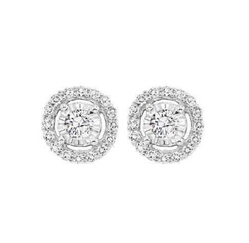 Stud Natural Diamond Earrings in 14 Karat White with 0.24ctw Round Diamonds