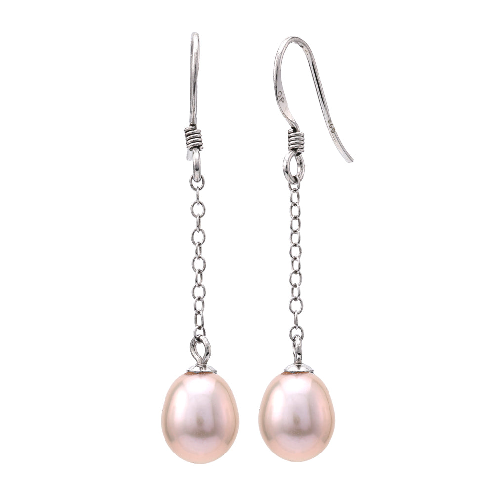 Sterling silver earrings with Akoya pearls.