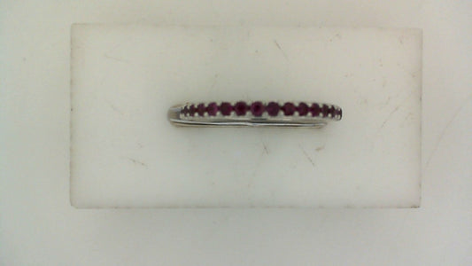 Color Gemstone Band in 14 Karat White with 32 Round Rubies 0.64ctw