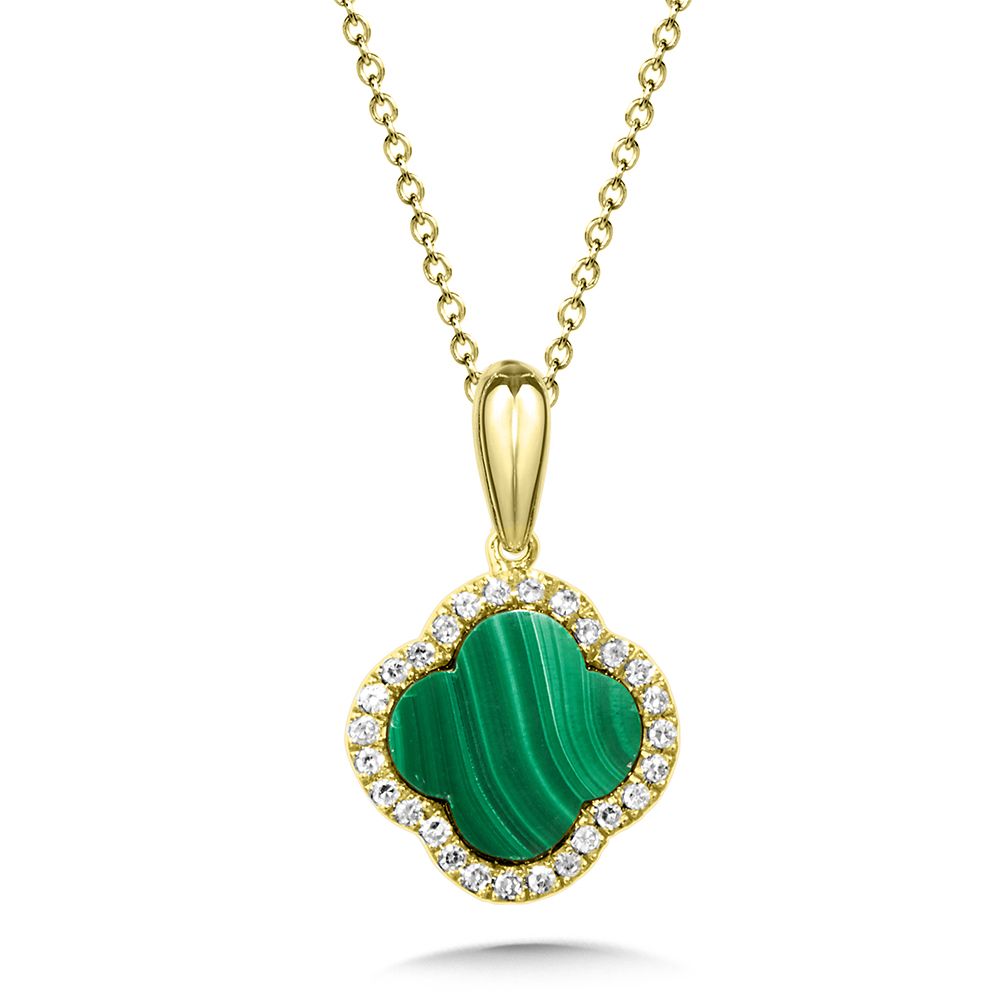 Pendant Color Gemstone Necklace in 14 Karat Yellow with 1 STDCLO Malachite