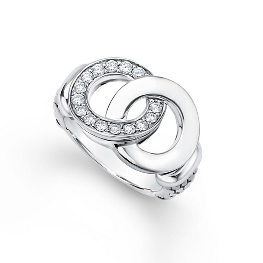 Sterling silver ring with diamond accents.