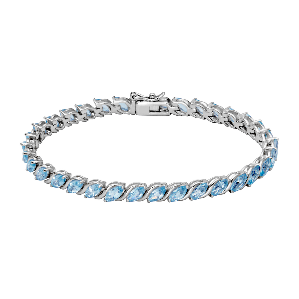 Sterling silver bracelet with marquise blue topazes.